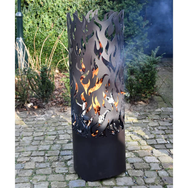 Esschert Design vuurkorf Vlammen 39 x 39 x 118 cm staal zwart