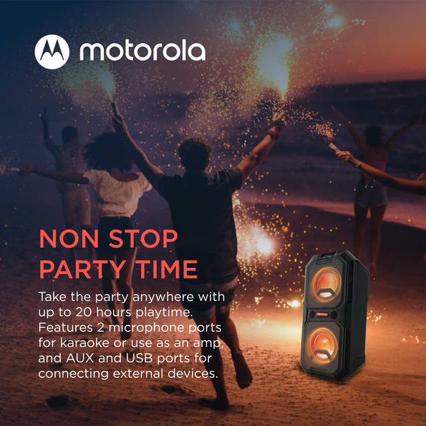 Motorola Sound Bluetooth Speaker - ROKR 820 - Draadloos - met LED Verlichting - incl. Microfoon - 20 Uur Speeltijd