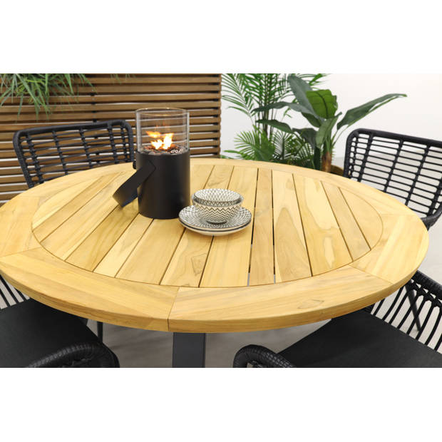 VDG Jasmine Black/Ambassador 130 cm. rond tuinset - 5 delig