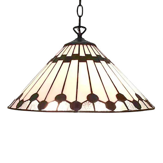 HAES DECO - Hanglamp Tiffany Wit, Bruin Ø 40 cm E27/max 1x60W