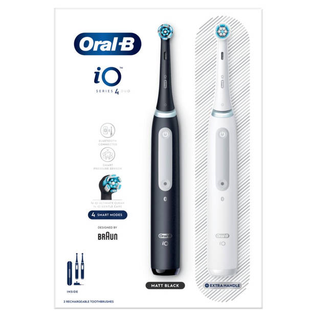 Oral-B elektrische tandenborstel iO 4 duo verpakking zwart + wit