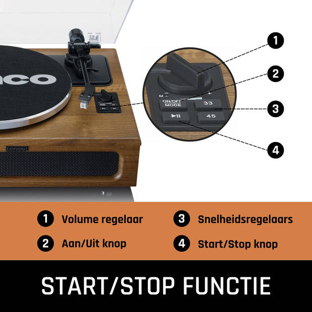 Platenspeler met 4 ingebouwde luidsprekers Lenco Hout
