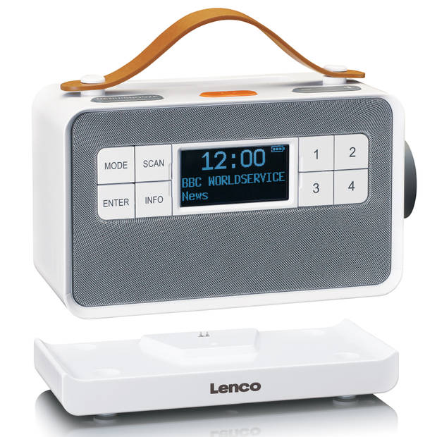 Draagbare senioren FM/DAB+ radio met grote knoppen en "Easy Mode" functie Lenco Wit