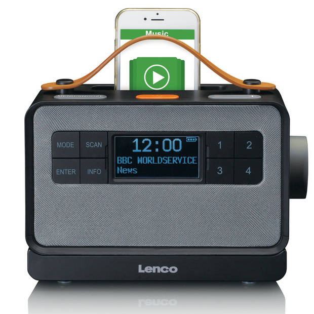 Draagbare FM/DAB+ radio met grote knoppen en "Easy Mode" functie Lenco Zwart
