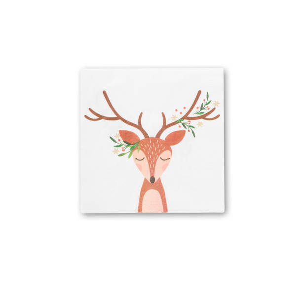 Servet, X-mas Deer, 33X33CM, 20 stuks, 3 laags tissue