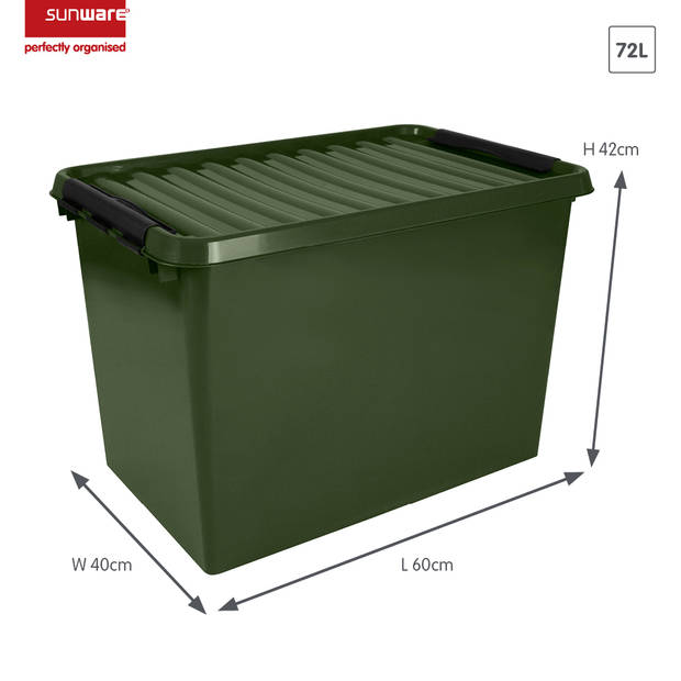 Q-line opbergbox recycled 72L groen zwart