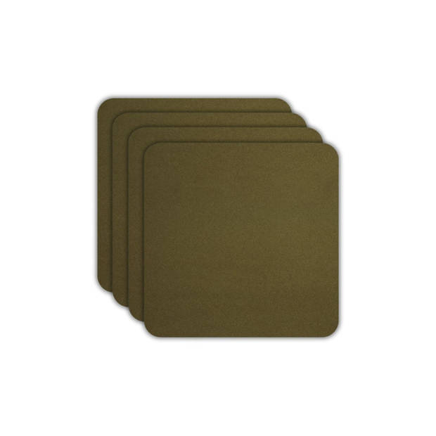 ASA Selection Onderzetters - Soft Leather - Khaki - 10 x 10 cm - 4 Stuks