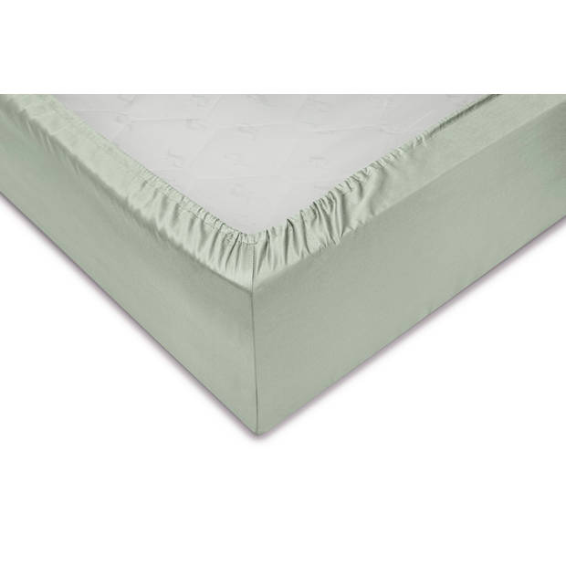 Zo home Satinado Hoeslaken Katoen Satijn 35cm Hoekhoogte - foam green 90x210-220cm