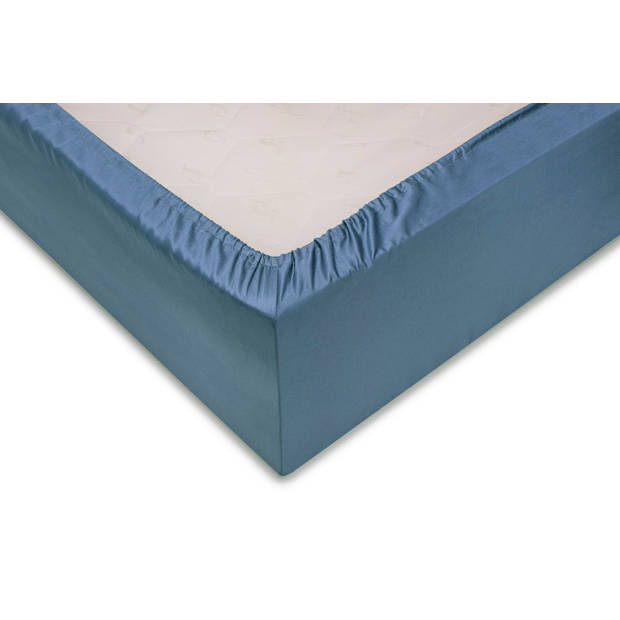 Zo home Satinado Hoeslaken Katoen Satijn 35cm Hoekhoogte - riviera blue 90x210-220cm