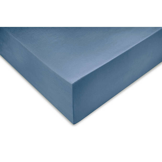 Zo home Satinado Hoeslaken Katoen Satijn 35cm Hoekhoogte - riviera blue 90x210-220cm