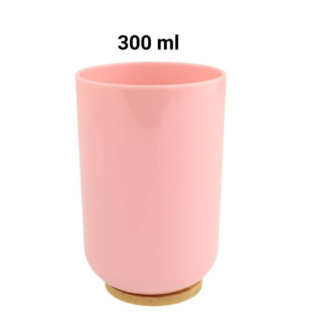 Orange85 Beker - Badkamer - Tandenborstel - Roze - 300ml - Plastic en bamboe