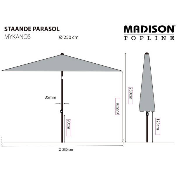 Madison parasol 250 Mykanos Groen