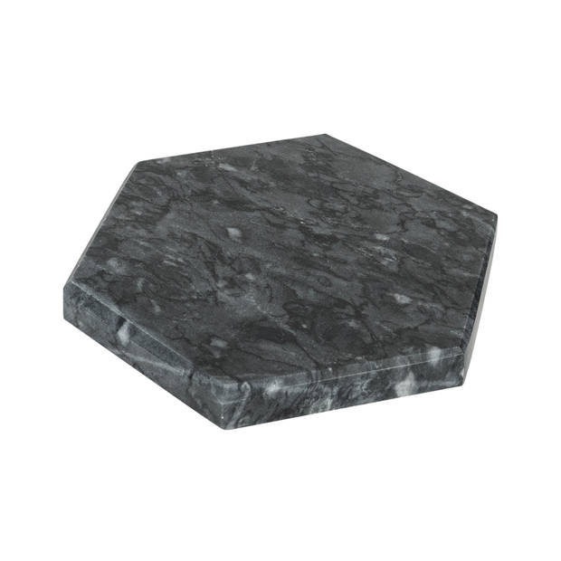 QUVIO Glasonderzetter Hexagon - Marmer - Zwart - set van 4