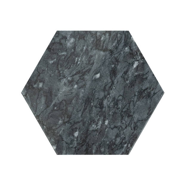 QUVIO Glasonderzetter Hexagon - Marmer - Zwart - set van 4