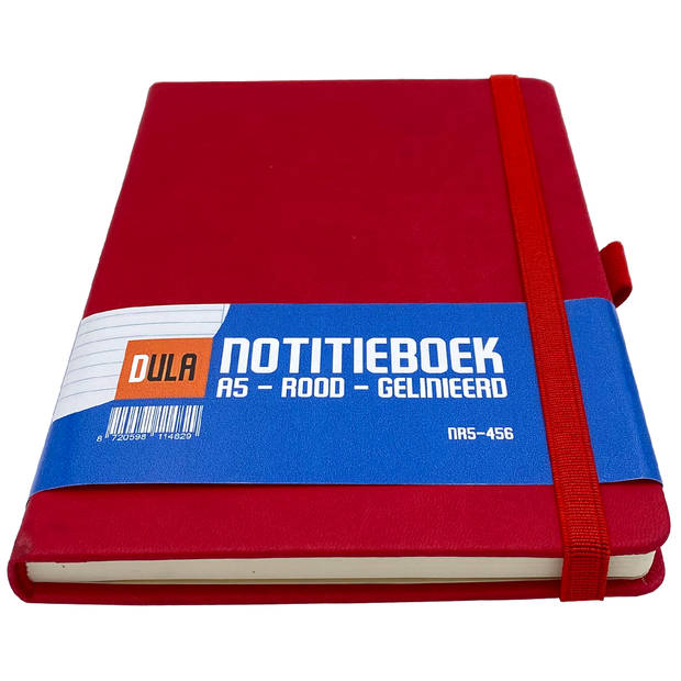 DULA Notitieboek A5 Rood gelinieerd met harde kaft