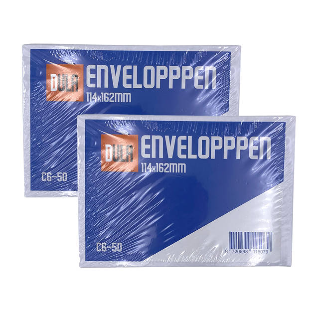 DULA - C6 Enveloppen A6 formaat wit - 114 x 162 mm - 100 stuks - Zelfklevend met plakstrip - 80 Gram