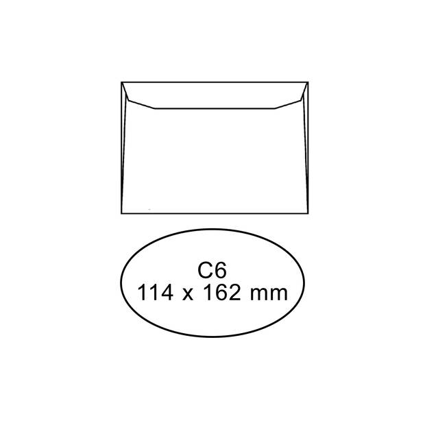 DULA - C6 Enveloppen A6 formaat wit - 114 x 162 mm - 250 stuks - Zelfklevend met plakstrip - 80 Gram