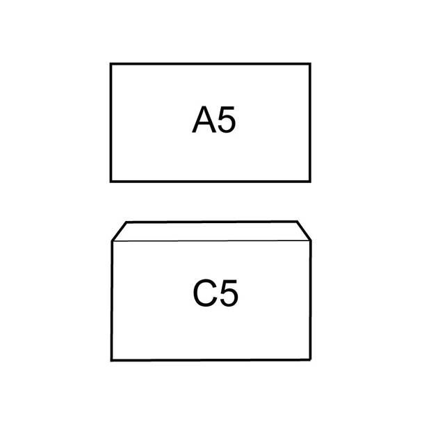 DULA - C5 Enveloppen A5 formaat wit - 229 x 162 mm - 500 stuks - Zelfklevend met plakstrip - 80 Gram