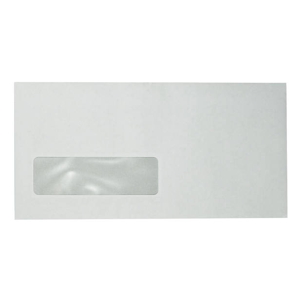 DULA - EA5/6 Enveloppen - 110 x 220 mm - Venster links - 250 Stuks - Zelfklevend met plakstrip - 80 gram