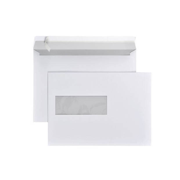 DULA - C5 Enveloppen A5 formaat wit - Met venster links - 229 x 162 mm - 250 stuks - Zelfklevend met plakstrip - 80 Gram