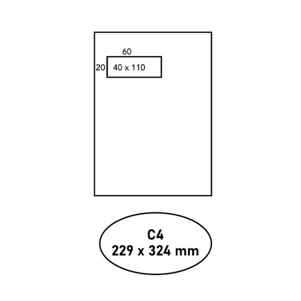 DULA - C4 Enveloppen A4 formaat wit - Venster links - 229 x 324 mm - 500 stuks - Zelfklevend met plakstrip - 120 Gram