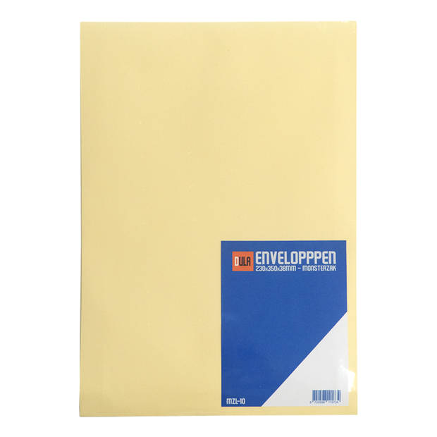 DULA Monsterzak Enveloppen - A4+ - 230 x 350 x 38 mm - Geel - 10 stuks - Zelfklevend met plakstrip - 170 Gram