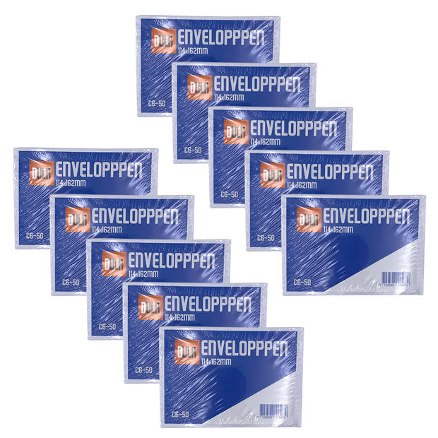 DULA - C6 Enveloppen A6 formaat wit - 114 x 162 mm - 500 stuks - Zelfklevend met plakstrip - 80 Gram