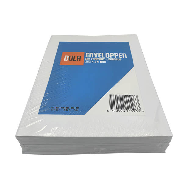 DULA - Bordrug Enveloppen - EB4 - 262 x 371 mm - 50 stuks- Zelfklevend met plakstrip - 120 Gram