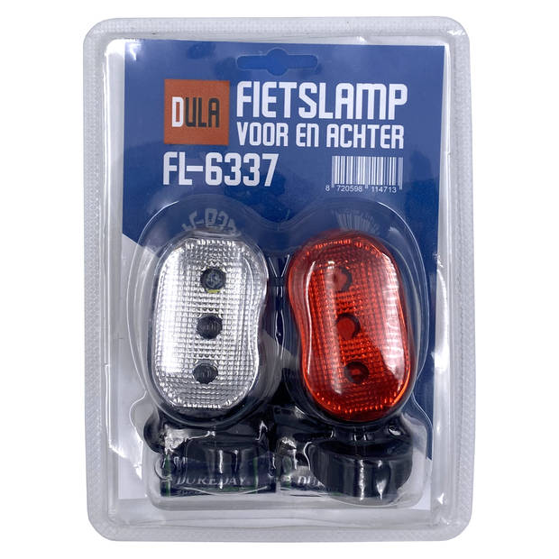 DULA Fietsverlichting - Voor en Achter - Fietslamp set Wit - Rood - Fietslampjes - 1 set