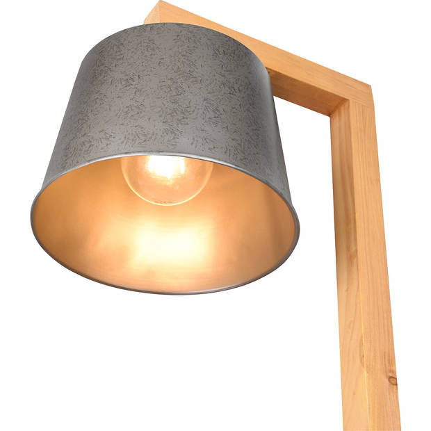 LED Vloerlamp - Trion Rodano - E27 Fitting - Rond - Mat Bruin - Hout