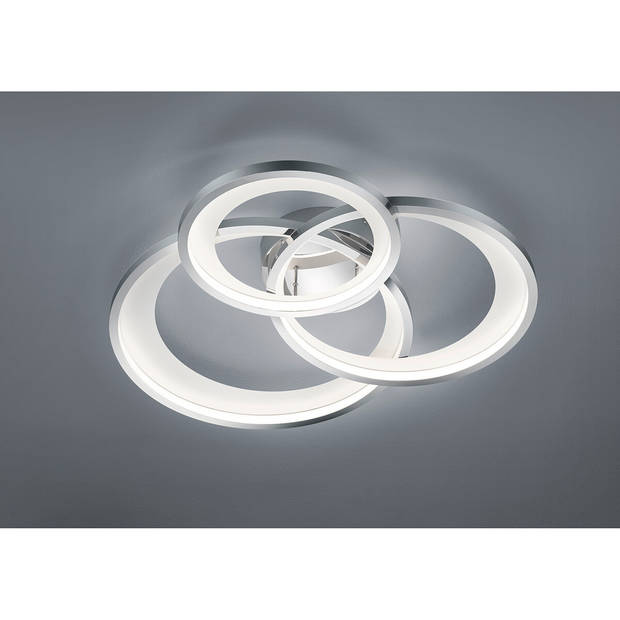 LED Plafondlamp - Trion Granity XL - 36W - Warm Wit 3000K - Dimbaar - Ovaal - Mat Chroom - Aluminium