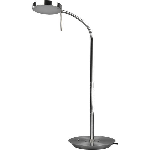 LED Tafellamp - Trion Monzino - 12W - Aanpasbare Kleur - Dimbaar - Rond - Mat Nikkel - Aluminium