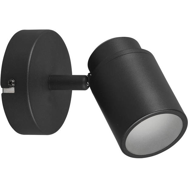 LED Wandspot - Trion Artion - GU10 Fitting - Spatwaterdicht IP44 - Rond - Mat Zwart - Aluminium