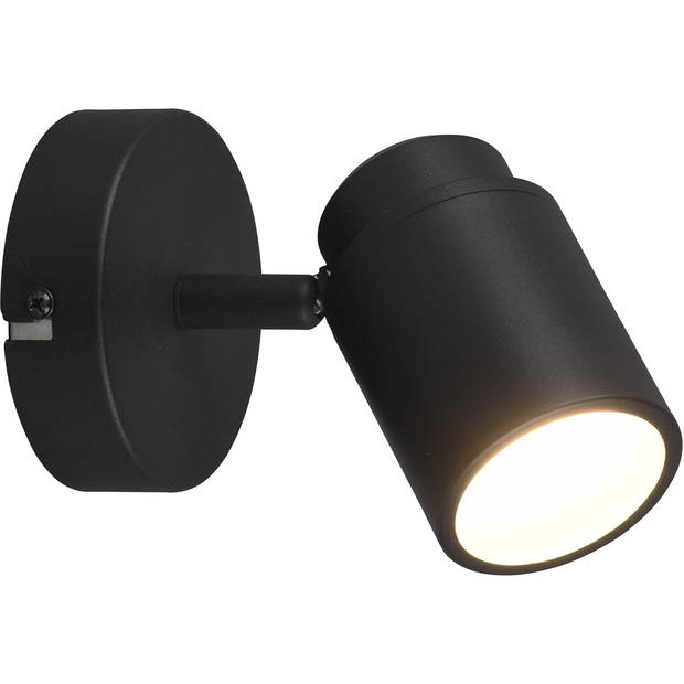 LED Wandspot - Trion Artion - GU10 Fitting - Spatwaterdicht IP44 - Rond - Mat Zwart - Aluminium