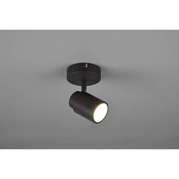 LED Wandspot - Trion Artion - GU10 Fitting - Spatwaterdicht IP44 - Rond - Mat Zwart - Aluminium