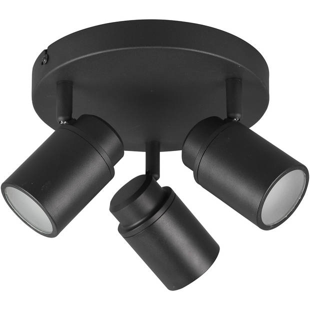 LED Plafondspot - Trion Artion - GU10 Fitting - Spatwaterdicht IP44 - Rond - Mat Zwart - Aluminium