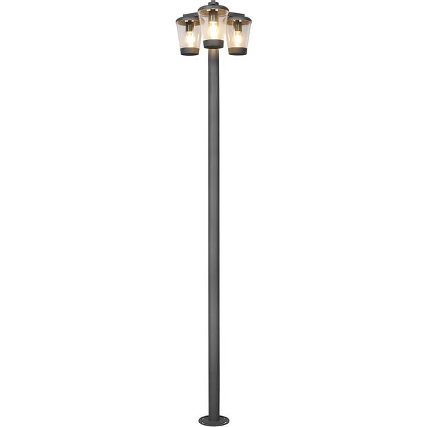 LED Tuinverlichting - Staande Buitenlamp - Trion Civonu - E27 Fitting - 3-lichts - Spatwaterdicht IP44 - Rond - Mat