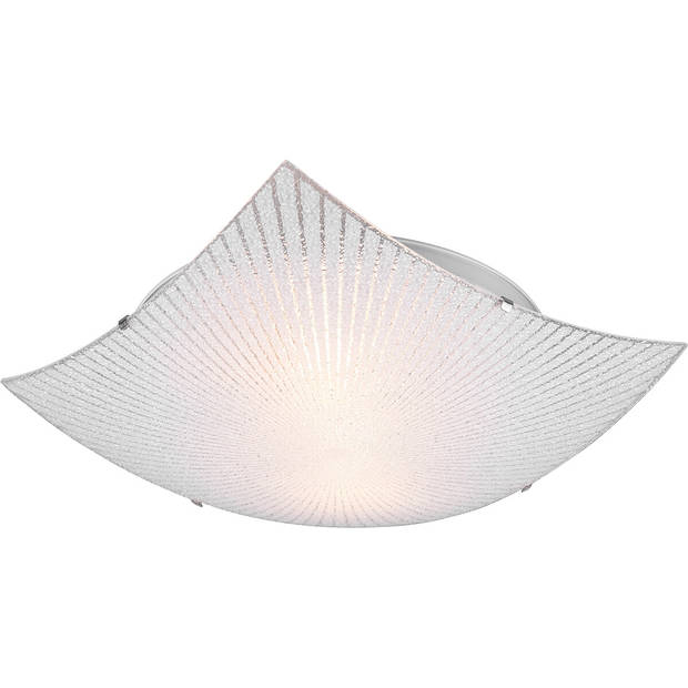 LED Plafondlamp - Plafondverlichting - Trion Elize - E27 Fitting - 2-lichts - Vierkant - Mat Chroom - Aluminium