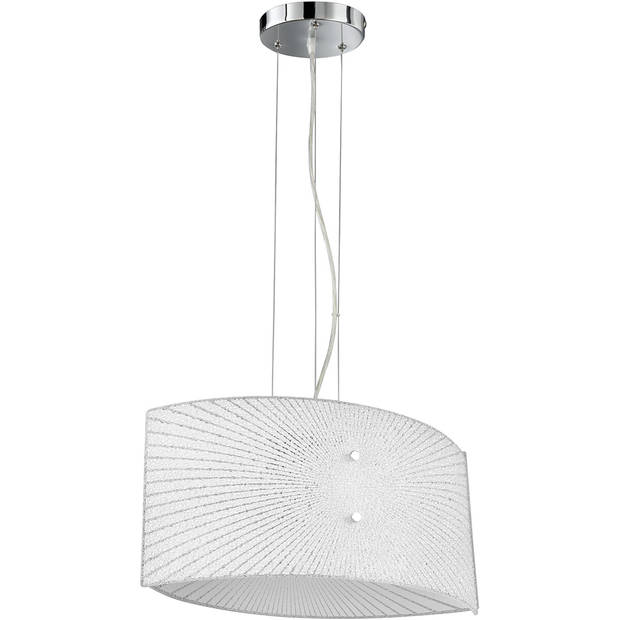 LED Hanglamp - Hangverlichting - Trion Elize - E27 Fitting - 2-lichts - Ovaal - Mat Chroom - Aluminium