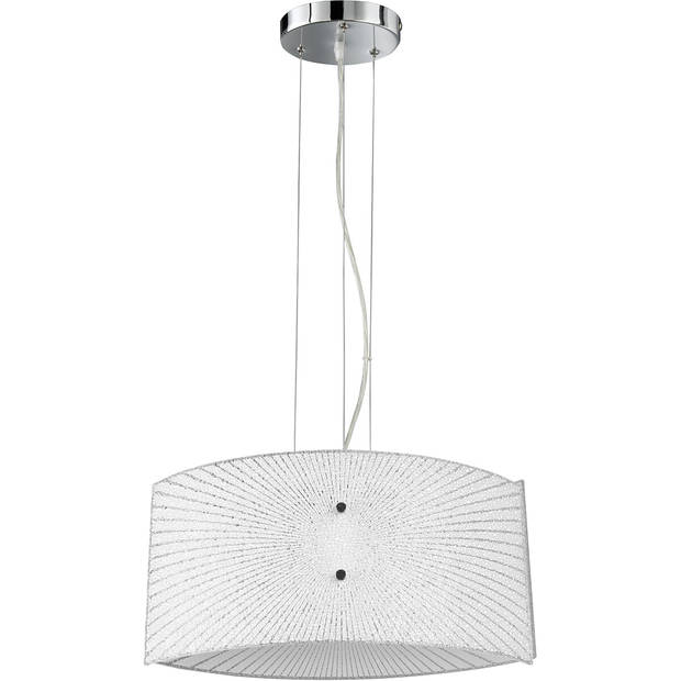 LED Hanglamp - Hangverlichting - Trion Elize - E27 Fitting - 2-lichts - Ovaal - Mat Chroom - Aluminium