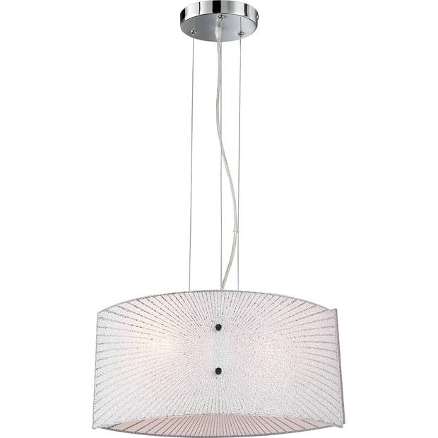 LED Hanglamp - Hangverlichting - Trion Elize - E27 Fitting - 2-lichts - Ovaal - Mat Chroom - Aluminium