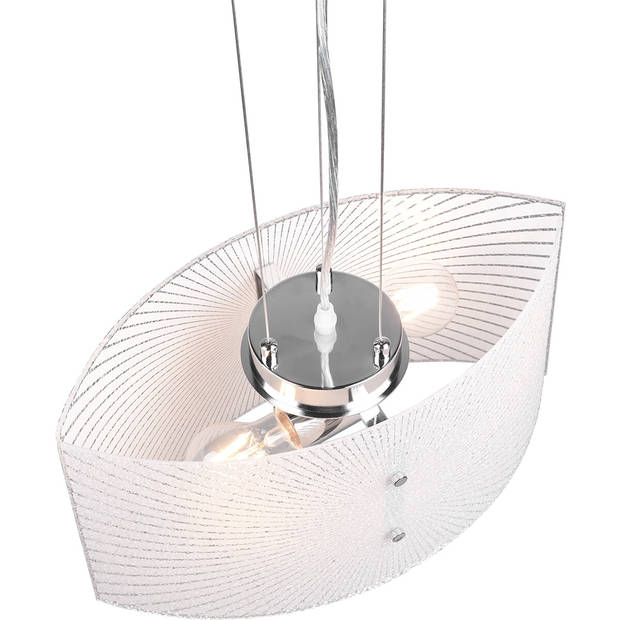 LED Hanglamp - Hangverlichting - Trion Elize - E27 Fitting - 2-lichts - Ovaal - Mat Chroom - Aluminium