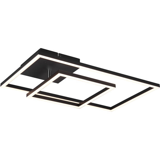 LED Plafondlamp - Plafondverlichting - Trion Paderno - 25W - Natuurlijk Wit 4000K - Dimbaar - Rechthoek - Mat Zwart -