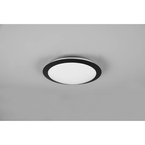 LED Plafondlamp - Badkamerlamp - Trion Hambert - 12W - Natuurlijk Wit 4000K - Spatwaterdicht IP44 - Rond - Mat Zwart -