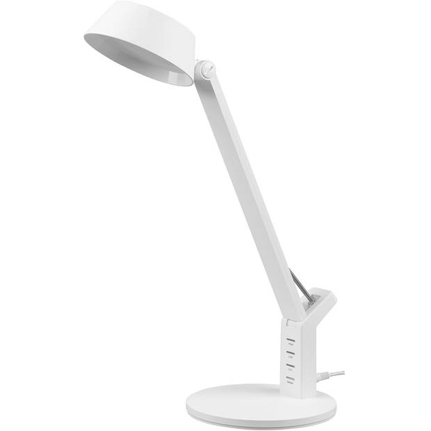 LED Bureaulamp - Trion Avvan - 5W - Aanpasbare Kleur - USB Oplaadbaar - Dimbaar - Rond - Mat Wit - Kunststof
