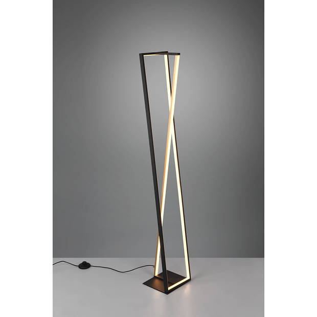 LED Vloerlamp - Trion Ediyon - 26W - Aanpasbare Kleur - Rechthoek - Mat Zwart - Aluminium