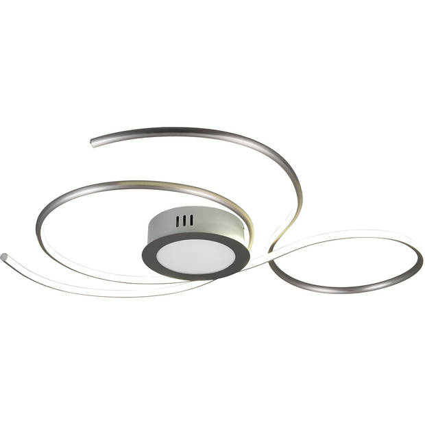 LED Plafondlamp - Plafondverlichting - Trion Jivino - 48W - Aanpasbare Kleur - Dimbaar - Rond - Mat Nikkel - Aluminium