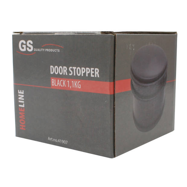 GS deurstopper zwart 1,1kg - Voor binnen en buiten - Deurbuffer Ø9 x 8 cm