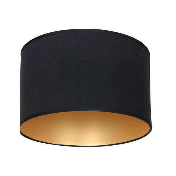 Anne Lighting lampenkap - gladde stof - gouden binnenzijde - kap Ø30 cm - 20 cm hoog - zwart