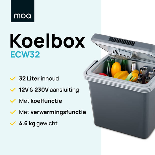 MOA Thermo-elektrische Koelbox - Met Verwarmingsfunctie - 12V en 230V - 32Liter - ECW32